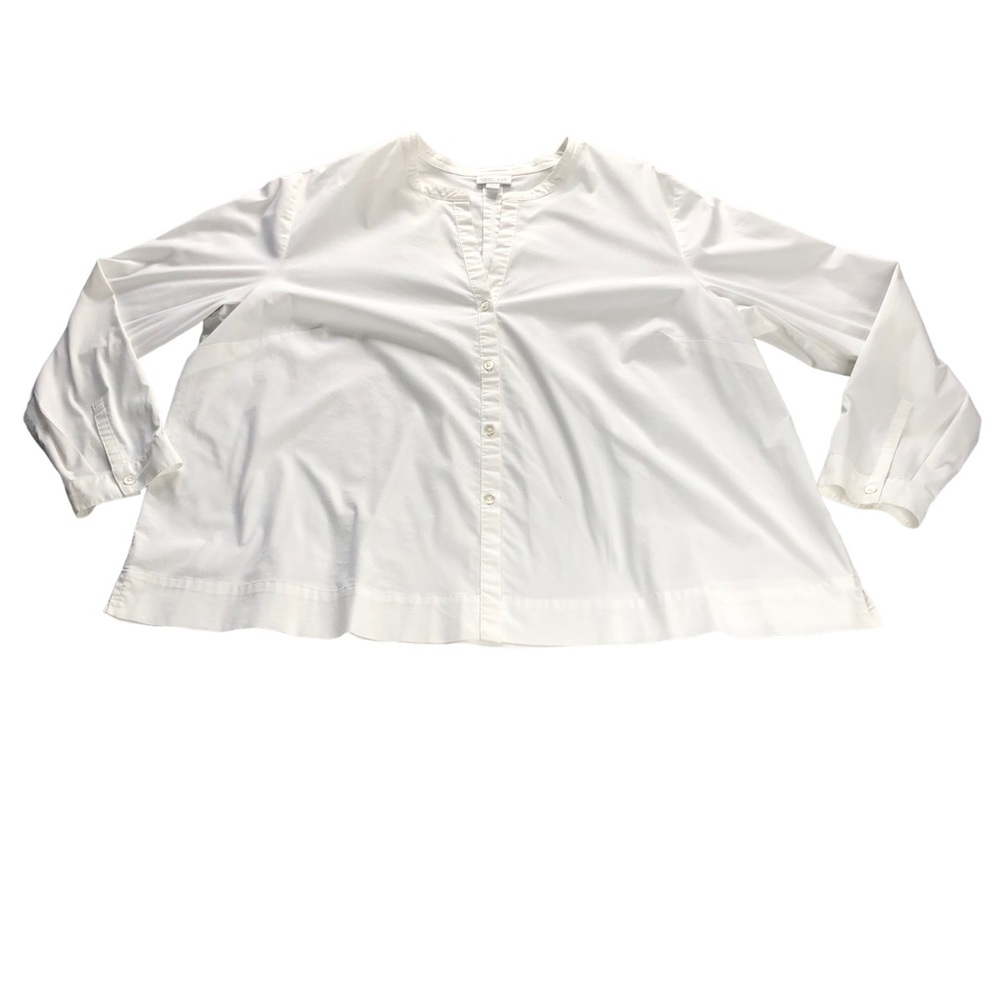 JJill Womens 2X White Shirt Collection Button Front Long Sleeve Top, open neck - Picture 1 of 10